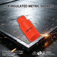 Douille isolée HENITUER H643 1/4'', VDE 1000V, 4-14mm, robuste, homologuée 1000V pour travaux sous tension par des électriciens