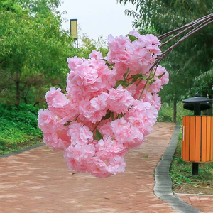 Fleurs artificielles en soie à 3 branches, branche de cerisier en fleurs, 110 cm de long, floraison gracieuse, branche de sakura artificielle à 3 branches - Product Image 2