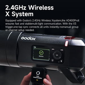 Godox AD400ProII <span class=keywords><strong>AD400Pro</strong></span> II Flash d'Extérieur Tout-en-Un 400Ws avec Batterie Li-ion, Lumière de Flash TTL et Système Sans Fil X 2.4G Intégré - Product Image 3