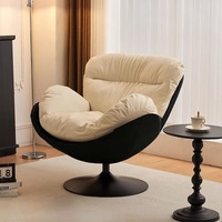 Fauteuil pivotant en forme d'œuf, écologique, avec coussin en tissu et base en métal, pour salon et hôtel