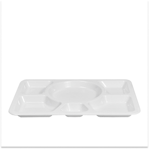 Plateau alimentaire à 6 compartiments pour le déjeuner scolaire, plateau de service en plastique robuste pour la cafétéria, la cantine et le restaurant - Product Image 3