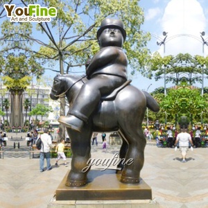 Tamaño real Arte moderno Parque Decoración Bronce fundido <span class=keywords><strong>Fernando</strong></span> Botero Hombre Montando Caballo Escultura - Product Image 5
