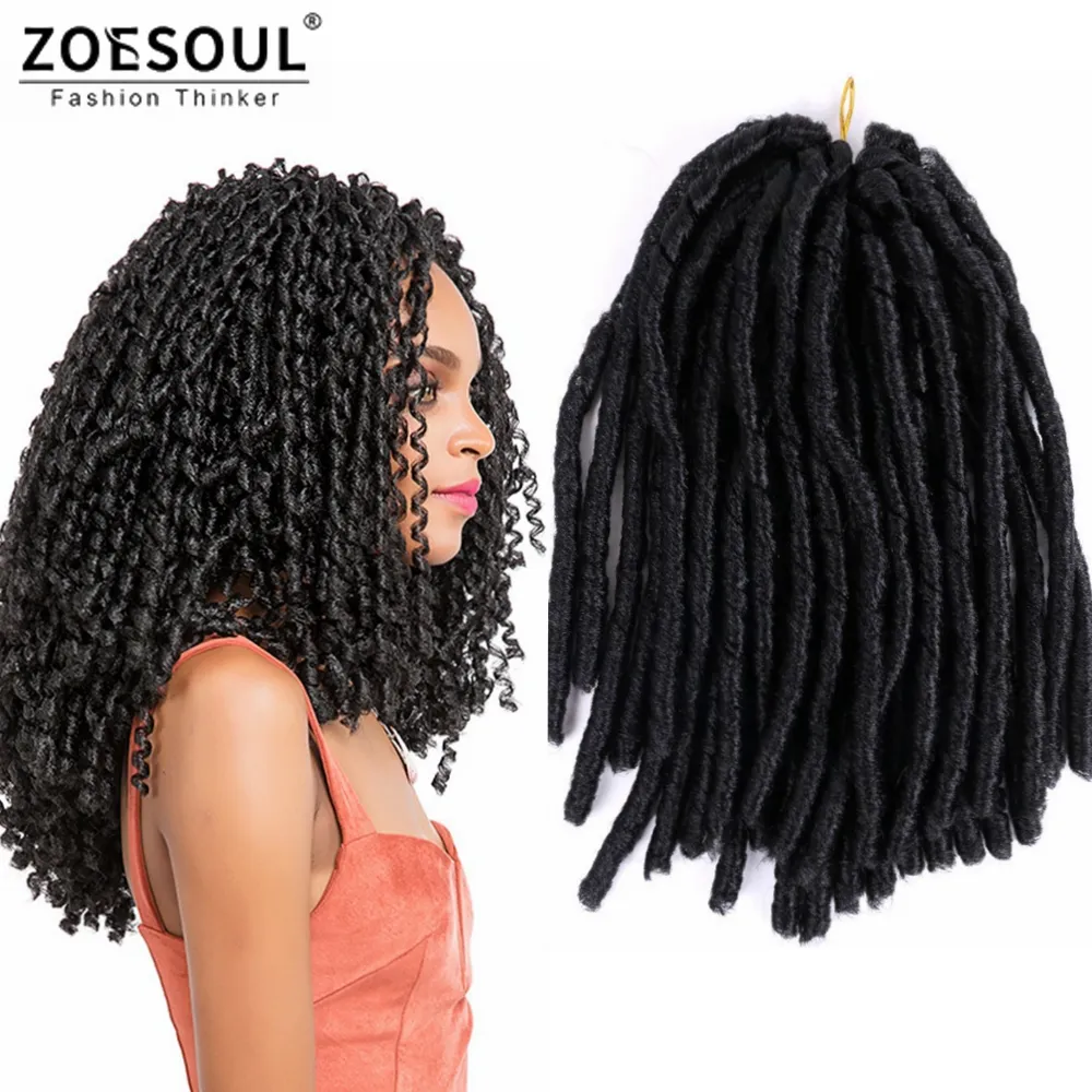 Softex Dreadlocs 14 inç sentetik Afro büküm örgü saç kadınlar kızlar için sahte Locs BraidsTwists peruk saç uzatma