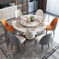 Ensemble de table et chaises de salle à manger rondes extensibles en marbre de luxe moderne, 6 places, écologique, gain de place, meubles pour la maison