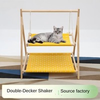 Massivholz Doppelschichtige Katzen-Hängematte Schaukelbett für Katzen