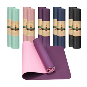 6MM Custom Print Eco Friendly yoga mat Single and Double Color mat de yoga Folding Durable Pad TPE Yoga Mat
