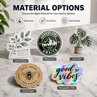 Autocollants décoratifs découpés sur mesure en PET imperméable, avec logo personnalisé, pour boîtes cadeaux, faveurs de mariage, bougies et artisanat