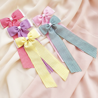 Barrettes à cheveux longues à nœuds pour filles, motif écossais, avec pompons et rubans, accessoires pour cheveux à carreaux pour enfants, idéales pour la rentrée scolaire