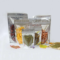 Sacs d'emballage personnalisés en Mylar, pochettes verticales, sacs à fermeture éclair avec fenêtre transparente occultante pour grains de café, noix, aliments pour animaux de compagnie, vente en gros