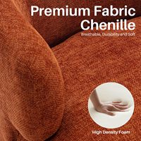 Fauteuil pivotant SOFTHION en chenille avec cadre en bois, idéal pour salon, chambre ou chambre d'enfant, confortable, en bouclette, orange