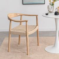 Chaise de salle à manger présidentielle nordique en bois massif avec tressage en corde, fauteuil de loisirs de style japonais pour la maison, le bureau et la salle de thé