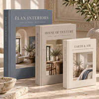 Boîte décorative vide en faux lin avec fermeture magnétique, design sur mesure, 3 pièces, pour salon, style livre de table basse
