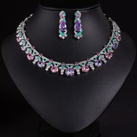 TIANSHE Ensemble collier et boucles d'oreilles haut de gamme transfrontalier, accessoires de luxe pour femme pour dîner et soirée