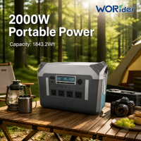 Générateur solaire portable 1843.2Wh 2000W avec batterie LiFePO4 et fonction UPS pour camping-car et alimentation de secours d'urgence