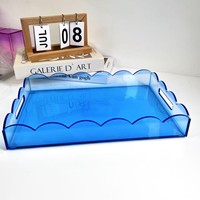 Plateau de service rectangulaire moderne en acrylique plexiglas sur mesure, plateau de rangement transparent de haute qualité avec poignées