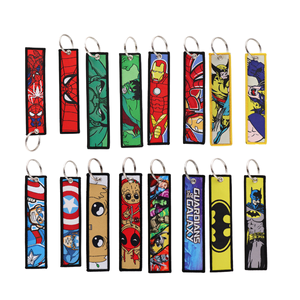 Belle poupée de dessin animé lanières tissées en métal Double face brodé Spider-Man <span class=keywords><strong>porte</strong></span>-clés pendentif <span class=keywords><strong>clé</strong></span> de voiture - Product Image 1