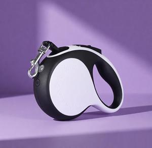 5 Meter White/Black Classic Luxury Eco-Friendly Durable User Friendly Retractable <b>Dog</b> Leash LED <b>Light</b> Quick Release Poop Bag - Product Image 1