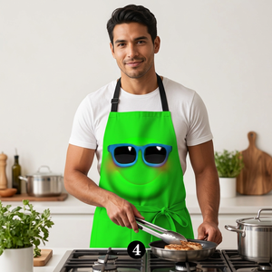 Tablier en jean sublimé personnalisé avec logo, bretelles croisées et sangle de cou réglable, lavable, design couleur vive, tabliers de sublimation - Product Image 3