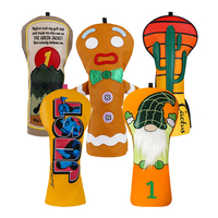 Accessoires de golf en cuir PU personnalisés Couvre-tête de conducteur de clubs de golf personnalisés Couvre-chefs de golf avec broderie de singe
