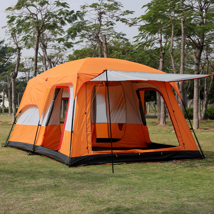 Super-Large Two Rooms One Hall Tent Outdoor Camping 6 -12 people Waterproof Tent