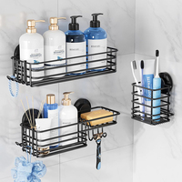 Étagère de salle de bain triangulaire en bambou à double niveau sans perçage, support de shampoing en acier inoxydable, best-seller pour le rangement domestique