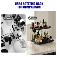 Organizer Akrilik 2 Tingkat Lipat untuk Kamar Mandi & Dapur dengan Rak Penyimpanan untuk Bumbu, Kosmetik, dan Perlengkapan Kecantikan