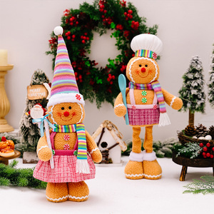 Décoration de Noël écologique en non-tissé, bonhomme en pain d'épices rétractable en peluche polaire, poupée mignonne personnalisable en couleur - Product Image 4