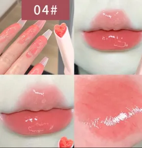Lip Glaze Glitter Tint Longa Duração Hidratante Amor Coração Forma Sólida Batom Caneta Lábios Maquiagem Cosméticos lábio por atacado