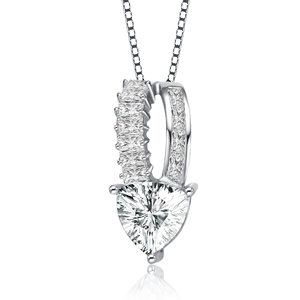 TD Collette Z collana in argento Sterling placcato rodiato trasparente da trilioni di Baguette Cubic Zirconia Accent Drop Design perla-come pietra