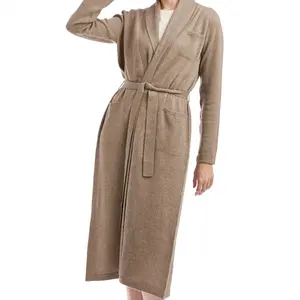 Özel Loungewear bornoz artı boyutu kadınlar için uyuyan kaşmir Robe kadın ceket triko