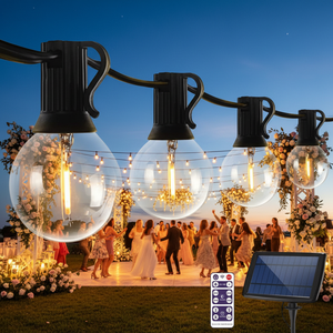 <span class=keywords><strong>Guirnalda</strong></span> de Luces Solares G40 de 25 Pies para Exteriores, Patio, Jardín, Guirnaldas LED G40, Luces Solares G40 con Cable de Cobre - Product Image 1