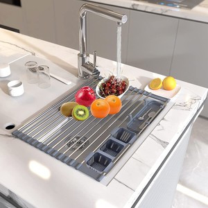 Organizador de Cocina Extensible Directo de Fábrica con Divisores de Alambre de Acero Inoxidable para Platos, Tapas y Utensilios de Cocina - Product Image 1