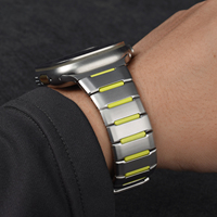 Bracelet de montre en acier inoxydable et caoutchouc pour Apple Watch toutes séries