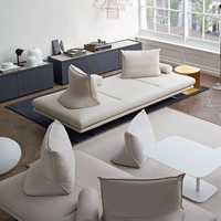 Nouveau canapé en tissu pour salon, design français, forme carrée, trois places, avec dossier réglable et sans accoudoirs