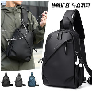 Bolso de Pecho Moderno para Hombre, Pequeño, de Tela Oxford Impermeable, en Gris, Negro y Azul, con Diseño de Letras, para Uso Diario, Primavera 2025 - Product Image 5