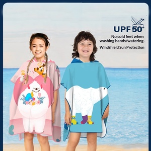 Serviette de plage <span class=keywords><strong>poncho</strong></span> à capuche pour enfants, séchage rapide, en microfibre, motif dessin animé, pour le bain et le change de vêtements - Product Image 3