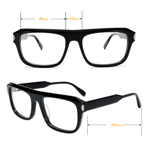 2025 yeni tasarım High-end Vintage Retro perçin asetat optik gözlük dikdörtgen siyah asetat gözlük çerçeveleri Unisex - Product Image 3
