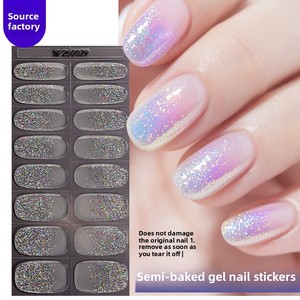 Autocollants 3D semi-durcis en gel pour ongles, motif rayures or et rose, durables, à polymérisation semi-UV, adhésifs, pour décoration d'ongles et nail art - Product Image 4