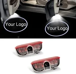 Proyektor Logo Lampu Selamat Datang Pintu LED untuk VW Golf Touareg Cc Sharan Passat Tiguan Eos Lampu Bayangan Hantu Lampu Logo Led Mobil