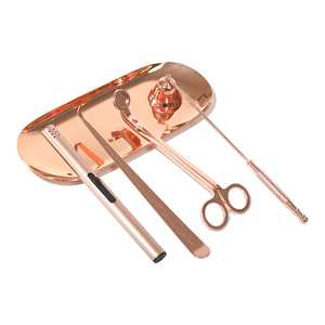 Ensemble d'accessoires de bougies chauffe-plats, 4 pièces en <span class=keywords><strong>métal</strong></span> or Rose, étiquette privée, outils de coupe, <span class=keywords><strong>mèche</strong></span> en or Rose - Product Image 4