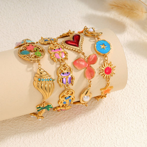 Pulsera de Acero Inoxidable Estilo Verano JY Fashion, Estilo Océano, Multielementos, Concha, Estrella, Forma de Corazón - Product Image 1