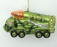 Ornements de Noël en verre : Véhicule d'ingénierie, véhicule militaire, décoration camouflage, ornement de véhicule créatif à l'éclat métallique
