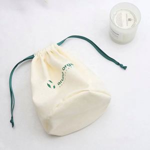 Wholesale Eco-Friendly Cotton Linen Candle Round Bottom <b>Drawstring</b> Bag Ribbon Custom Logo Printed Muslin Cotton Candle <b>Pouch</b> - Product Image 6