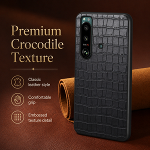 Coque sans fil de luxe Denior en similicuir croco avec protection intégrale 360° pour téléphones mobiles SONY Xperia 1, 5 et 10 Series - Product Image 2