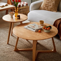 Table basse moderne en bois massif, table de salon en chêne massif, meubles sur mesure