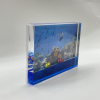 5*7 Zoll Acryl Flüssig-Glitter Fotorahmen Großhandel für Verschiedene Feiertage Plastik Aquagrün & Rosa Sehenswürdigkeiten-Souvenirs