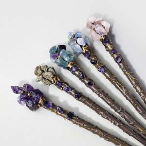 Bacchetta Magica in Cristallo Naturale, <span class=keywords><strong>Ametista</strong></span>, Quarzo Rosa, Fluorite, Pietra Grezza, Bacchetta da Strega, Ornamenti per Guarigione Spirituale e Arredamento Casa - Product Image 1