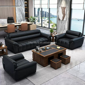 Italian Style Luxury Brown Executive Leather Office <b>Sofa</b> <b>Set</b> Office Desk Furniture Office <b>Sofa</b> - Product Image 3