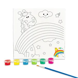 Children Educational Colouring Toy 20*20cm Diy Paintworks Painting Kits On Canvas With Frame For Kids