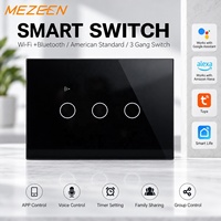 Interrupteur intelligent Wi-Fi 3 gangs 10A avec panneau tactile en verre, fil neutre en option, avec condensateur, commande vocale, Tuya Google Home